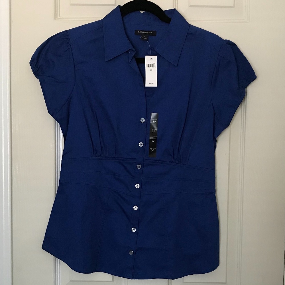 Banana Republic Blue Botton-Up Top NWT